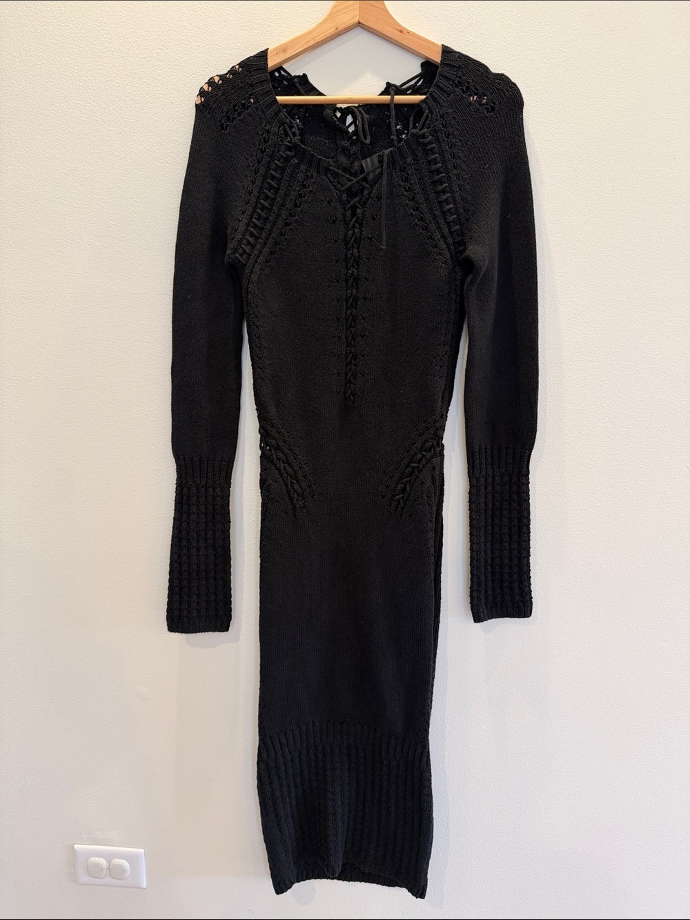 Rare CUSHNIE ET OCHS As Seen On Kim Kardashian Black Lace Up Cutout Knit Dress - Picture 3 of 8